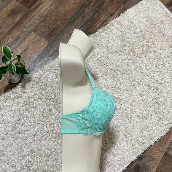 Victoria's Secret PINK 34B Pastel Green Lace Lightly Lined Demi Underwire Bra - Picture 3 of 9